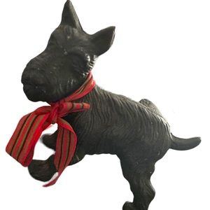 Antique Black cast iron scottie dog door wedge holder  Painted Black 7"